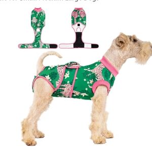 Leopard Pink And Green Dog Recovery Onesie Suit